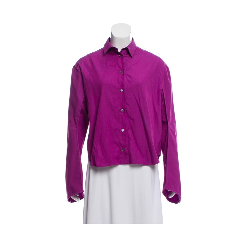 Y/Project Purple shirt with unique sleeve design